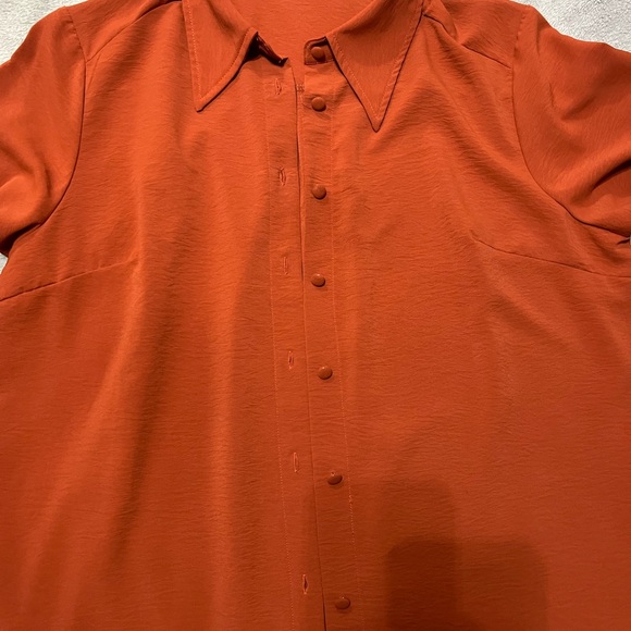Rust Orange Button-Up Shirt - Picture 2 of 4